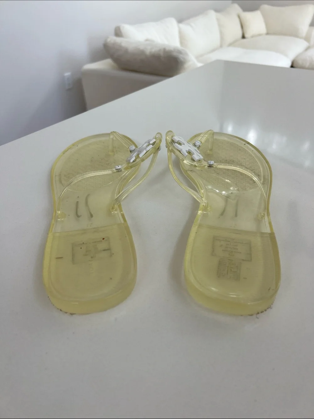 Tory Burch clear mini miller flip flops sandals 11